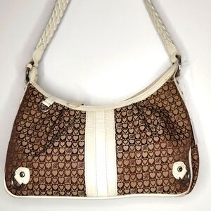 Brighton Tan and Cream Heart Pattern Hobo Bag